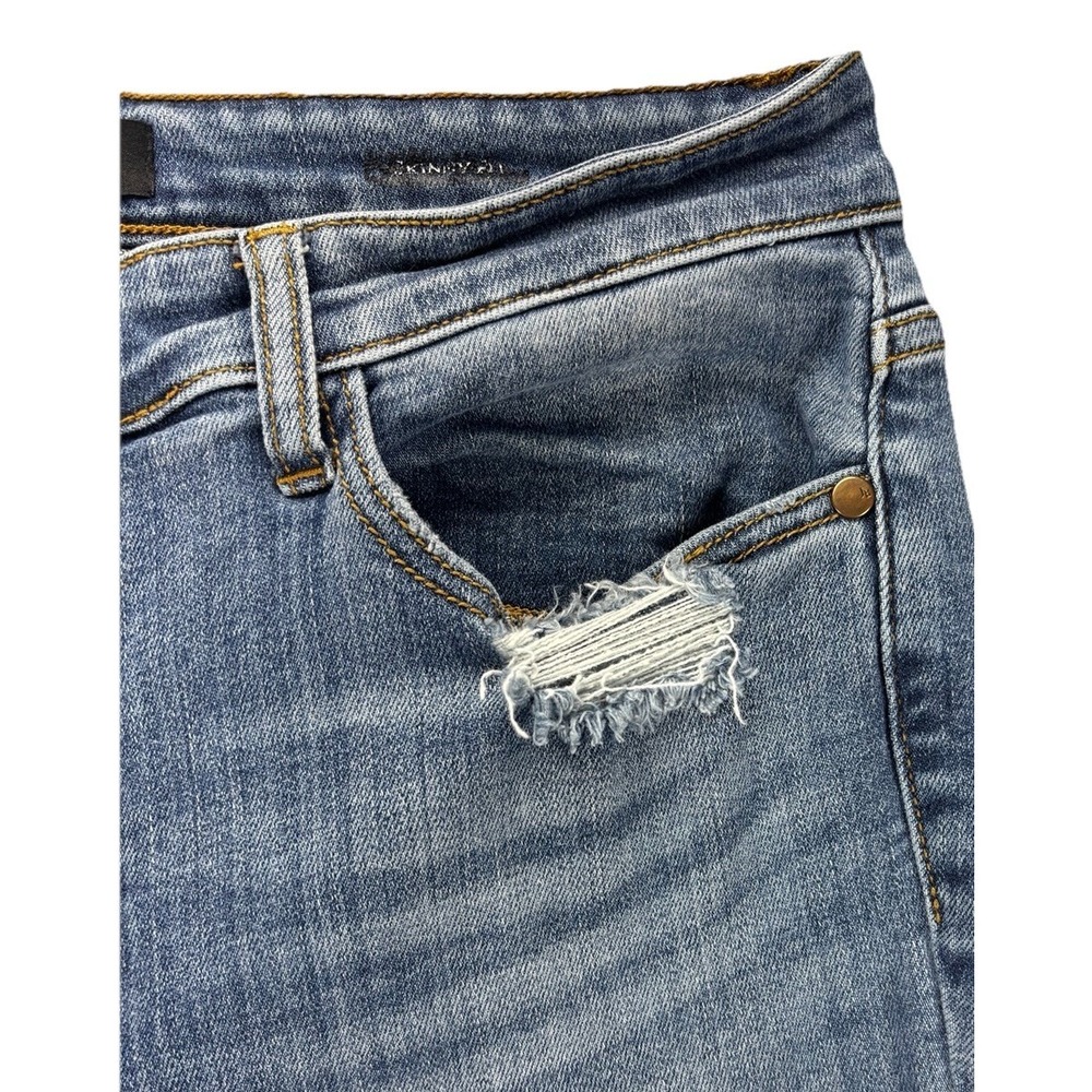 Judy Blue Jeans Womens 13/31 Light Wash Distressed Raw Hem Skinny Casual Stretch - Picture 6 of 12